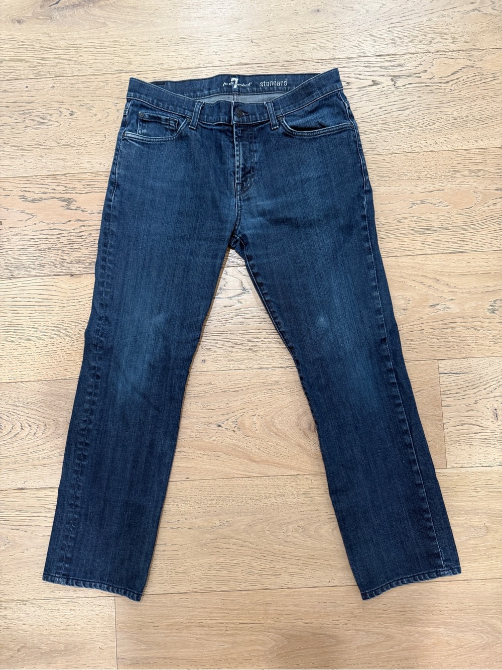 7 For All Mankind Men's Straight Jeans in Dark Blue Wash